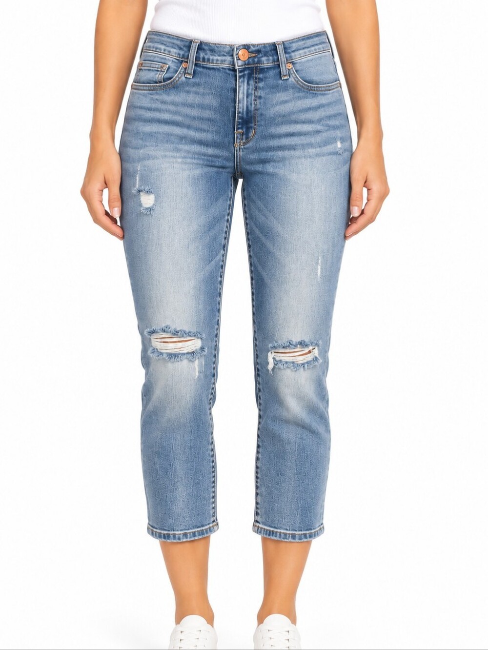Rock & Republic Light Blue Distressed Mid Rise Capri Jeans NWT
